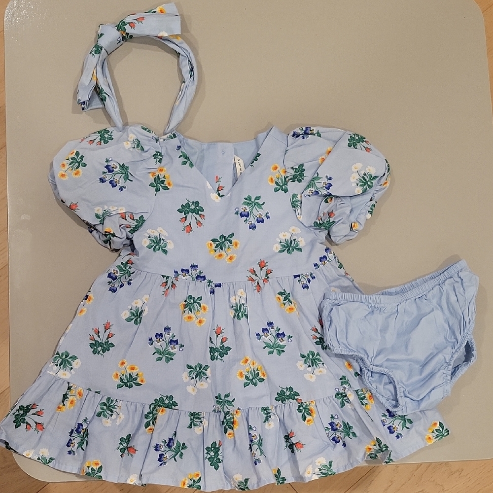 NWOT Janie and Jack: Floral Baby Dress with Bloomers and Headband